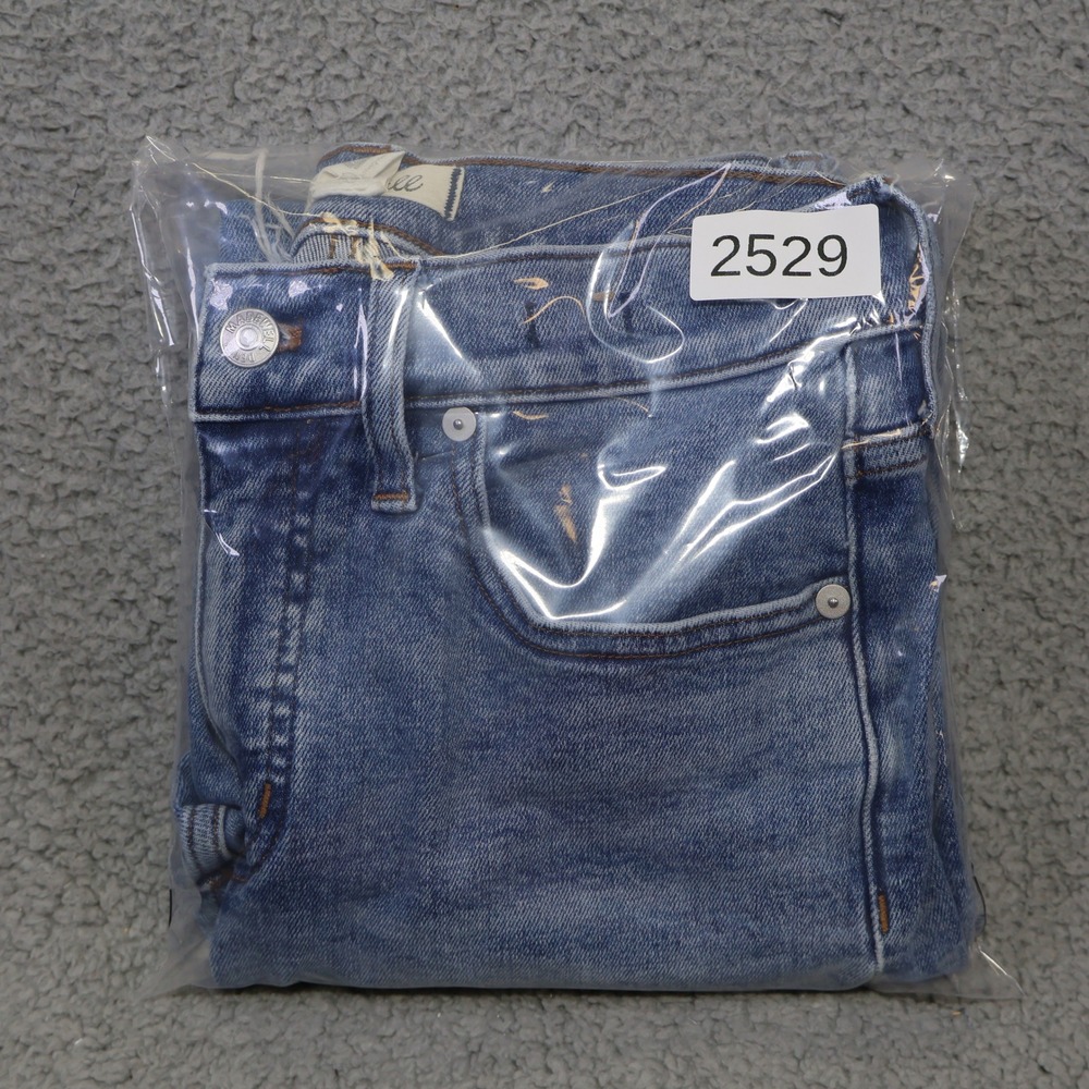 Madewell Mid-Rise Kick Out Jeans Blue Raw Hem Cropped Flare Denim 27 - Picture 11 of 11